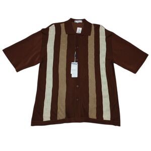 Michael Irvin Men's XL‎ Shirt NEW WITH TAGS Brown Button Up Short Sleeve